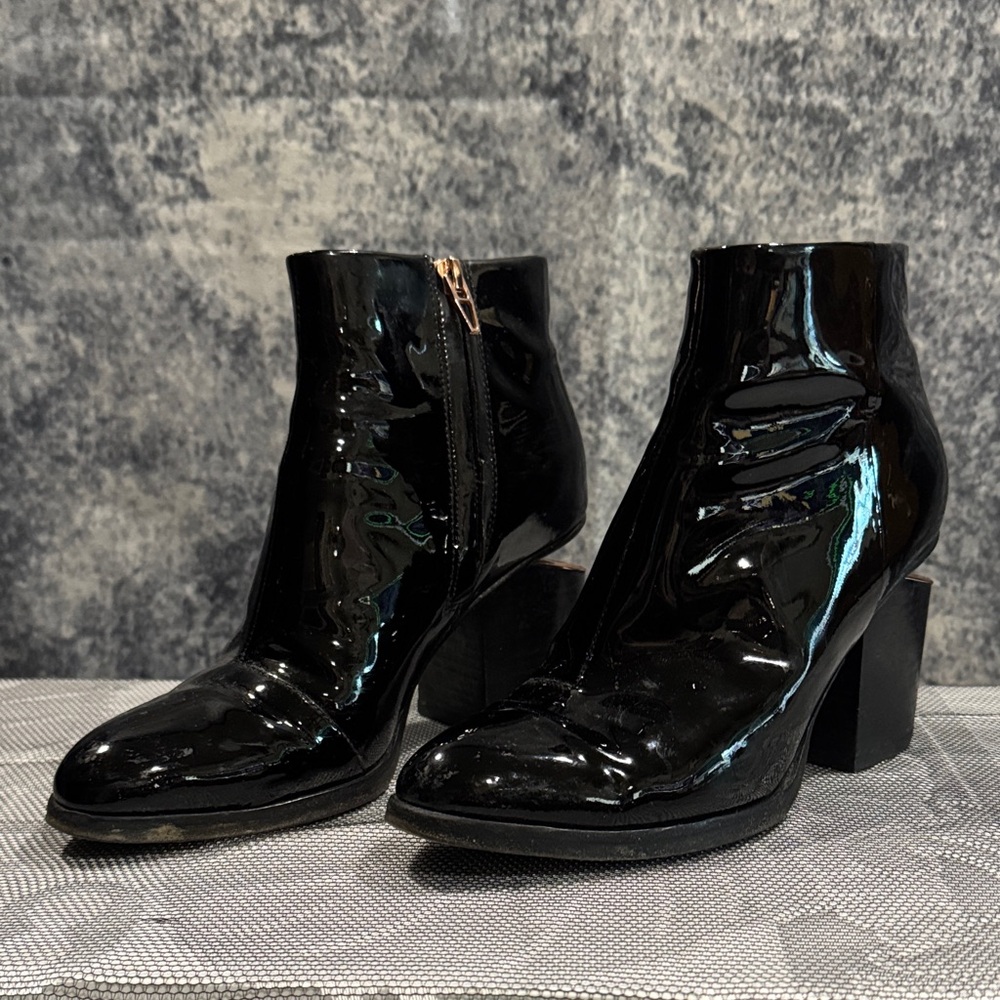 Alexander Wang Gabi black patent leather ankle booties